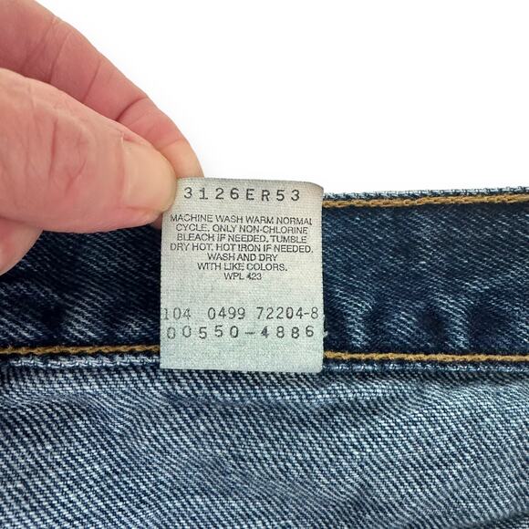 Vintage 90s Levis Jeans 550 Relaxed Fit Cotton Dark Wash Blue Denim Mens W36 L34 - Picture 13 of 16